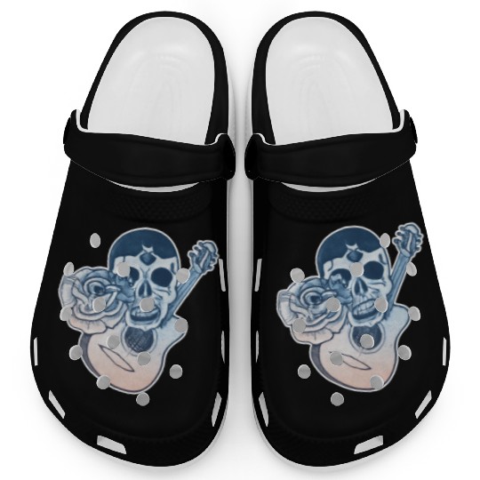 Grotesque Rock And Roll Skull & Guitar Clogs
