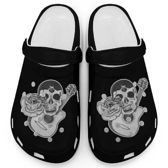Grotesque Rock And Roll Skull & Guitar Clogs