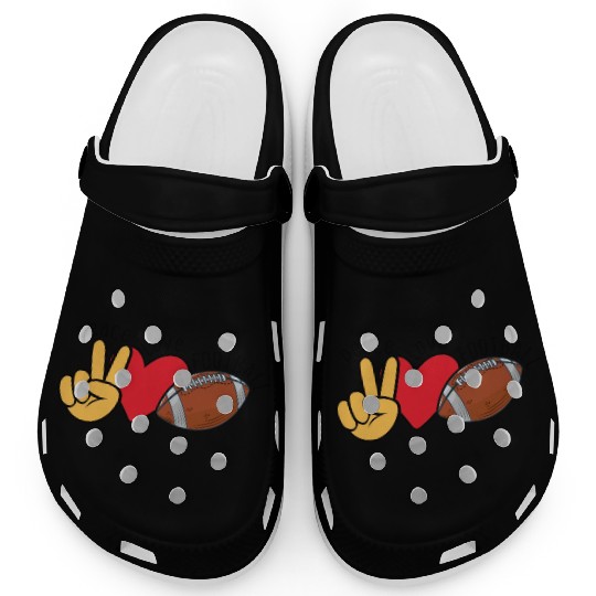 Peace Love Football For Lovers American Football Clogs