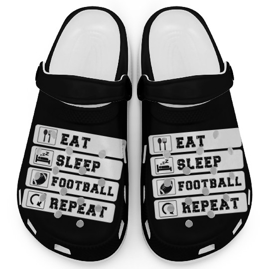 Eat Sleep Football Repeat American Football Player Clogs