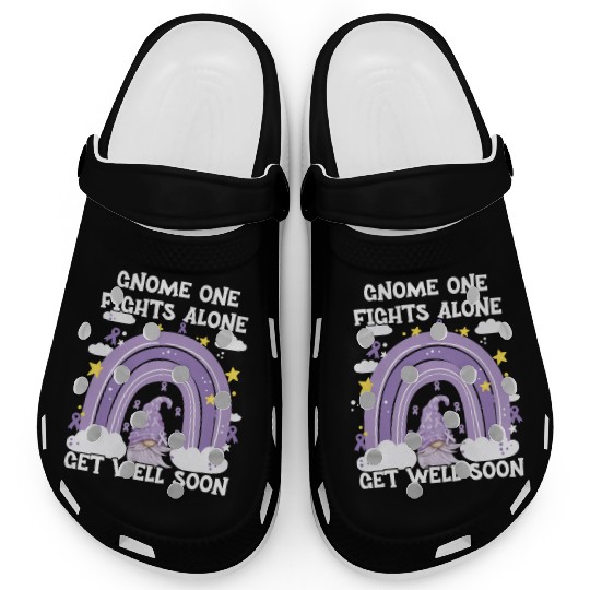Gnome One Fights Alone Lavender Cancer Clogs