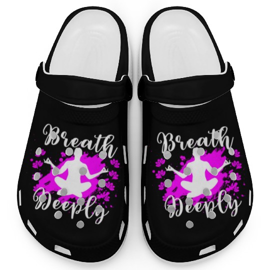 Yoga Clogs Breath Deeply Pink Lotus Gift Clogs