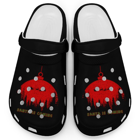 Christmas Santa Is Coming Santa Candy Cane Throne Clogs