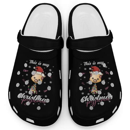 Winter Christmas Pyjama Giraffe Clogs