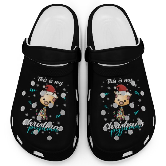 Winter Christmas Pyjama Giraffe Clogs
