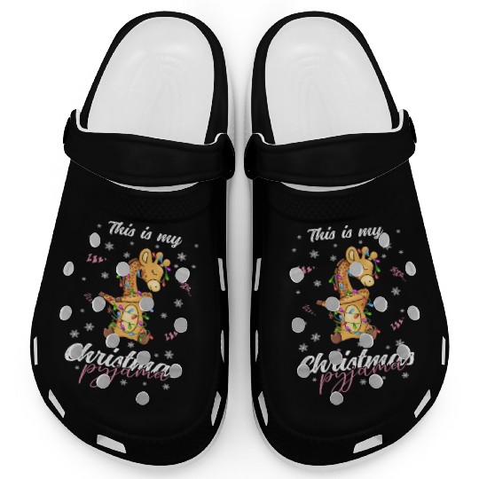 Winter Christmas Pyjama Giraffe Clogs