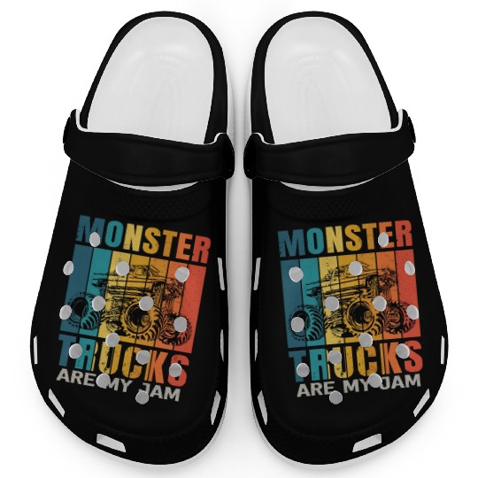 Monster Trucks Are My Jam Vintage Retro Clogs