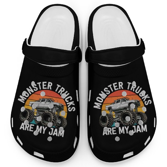 Monster Trucks Are My Jam Vintage Retro Clogs