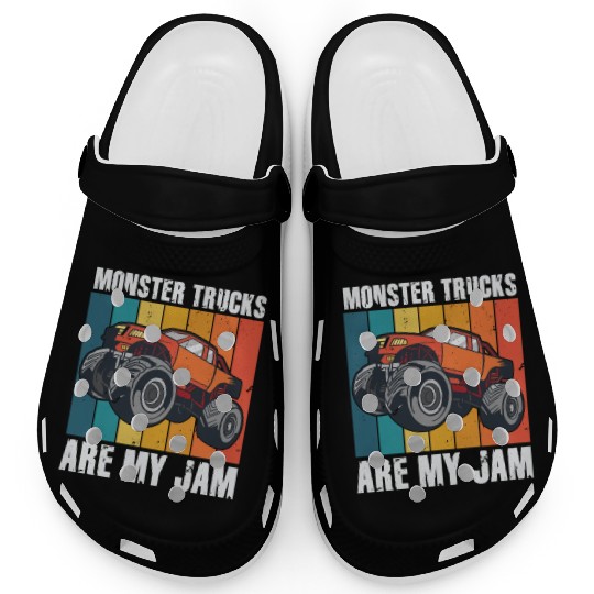 Monster Trucks Are My Jam Vintage Retro Clogs
