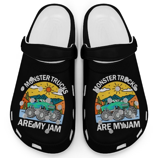 Monster Trucks Are My Jam Vintage Retro Clogs