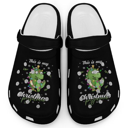 Winter Christmas Pyjama Dinosaur Trex Clogs