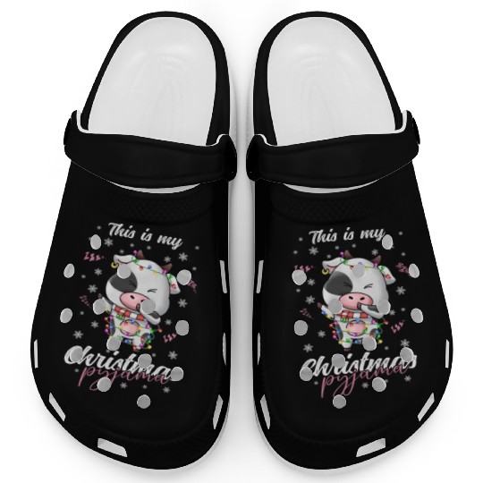 Winter Christmas Pyjama Cow Clogs