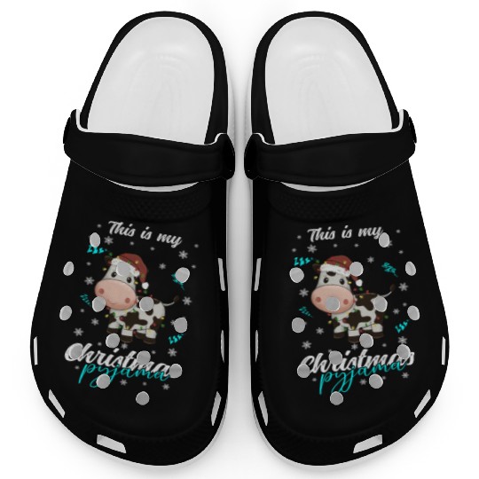 Winter Christmas Pyjama Cow Clogs