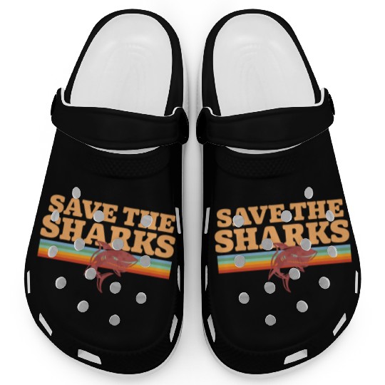 Retro Vintage Shark Save The Sharks Awareness Clogs
