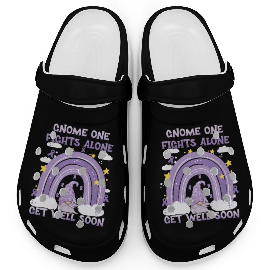 Gnome One Fights Alone Lavender Cancer Clogs