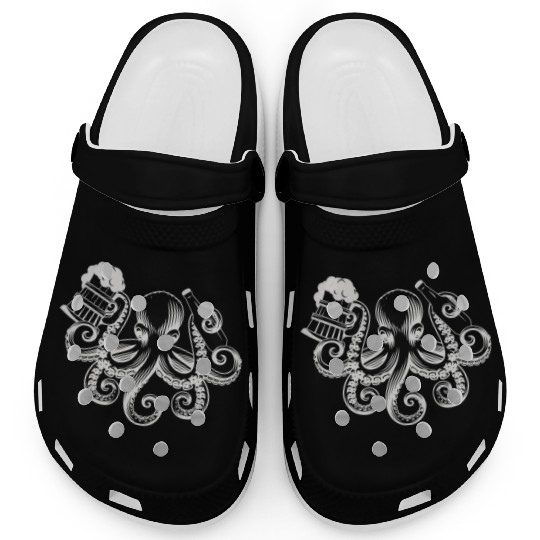 Octopus Beer Drinking Men Beer Lover Clogs
