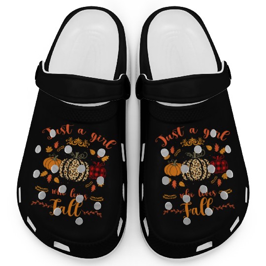 Autumn Leaves Pumpkin Thanksgiving Girl Fall Lover Clogs
