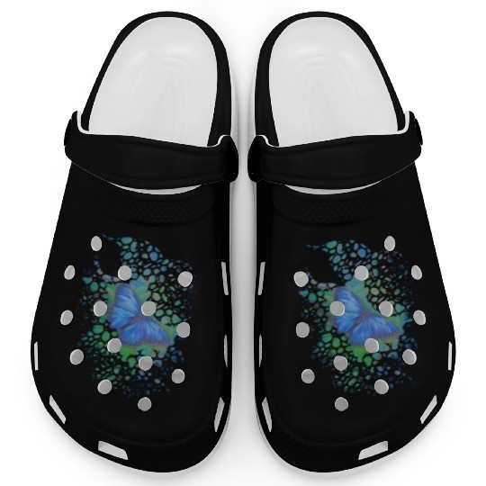 Royal blue monarch butterfly retro 70's animal Clogs