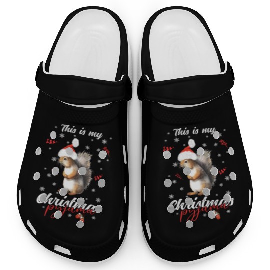 Winter Christmas Pyjama Squirrel Clogs
