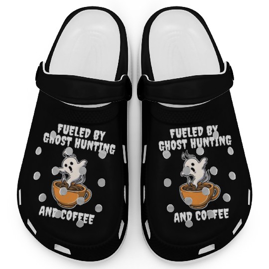 Ghost Hunting And Coffee Funny Ghost Gift Clogs