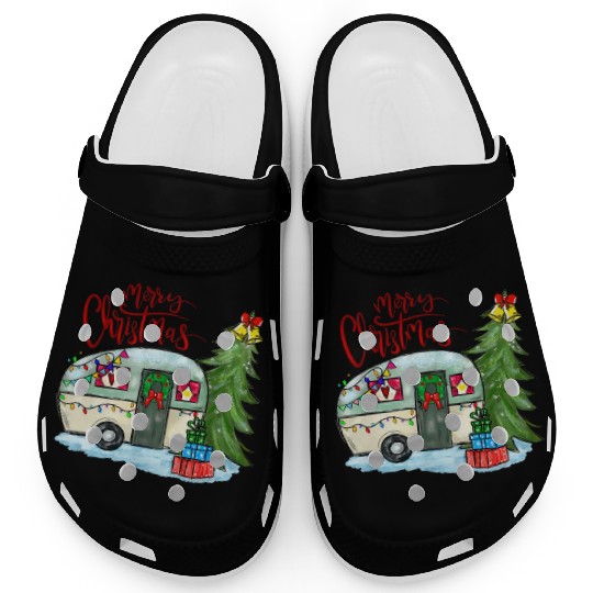Merry Christmas Happy Camper Funny Camping Life Clogs