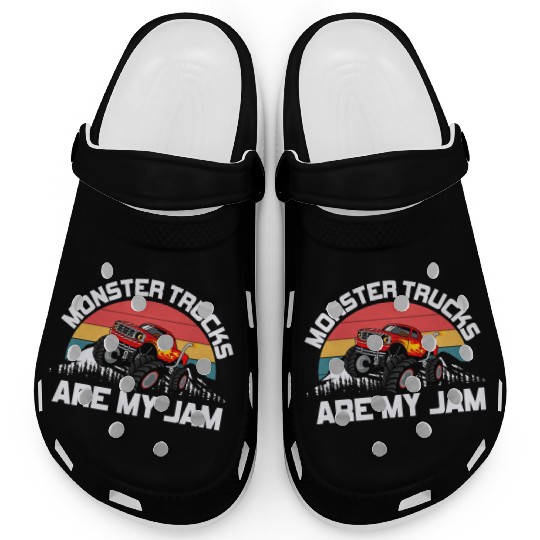 Monster Trucks Are My Jam Vintage Retro Clogs