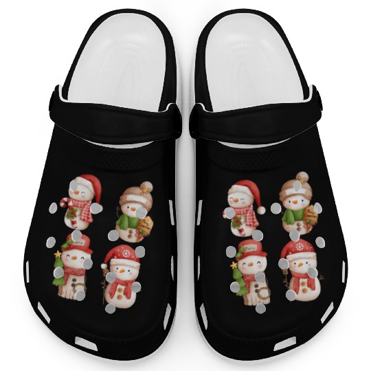 Snowmen in christmas mode happy holidays Clogs