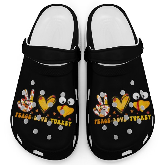 Peace Love Turkey Gobble Turkey Day Clogs