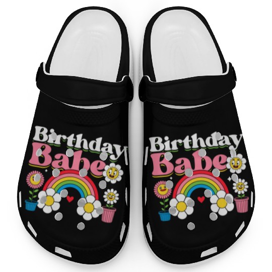 Pastel Daisy Rainbow Birthday Girl Clogs