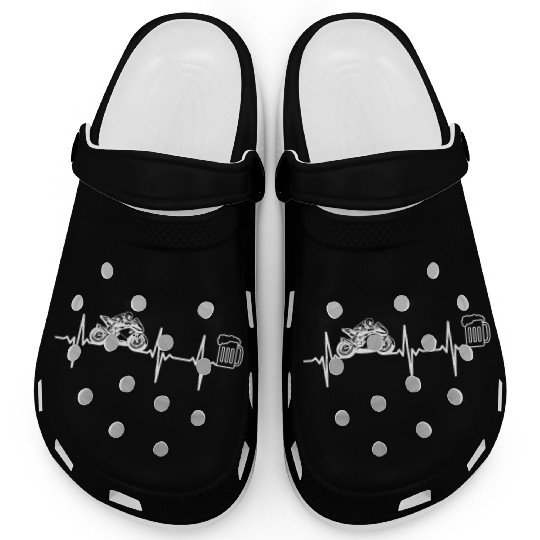 Race Motorcycle Heartbeat Beer Lover Racing Motorc Clogs