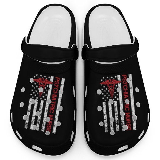 Psychology Psychologist Us Flag Psych Nurse Clogs