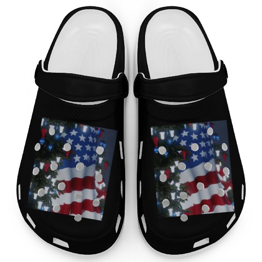 Patriotic Christmas Decorated Christmas Tree Clogs