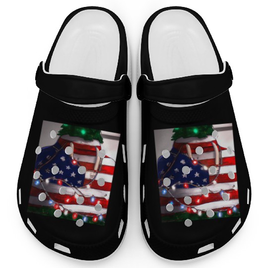 Patriotic Christmas Christmas Tree US Flag Clogs