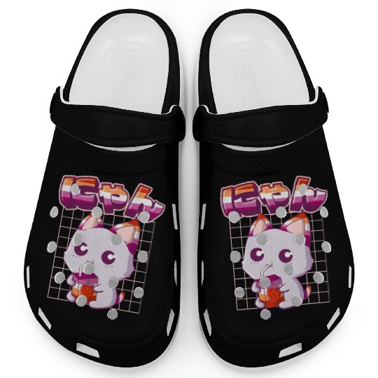 Lesbian Pride Gay Kawaii Cat Strawberry Milk Lesbi Clogs