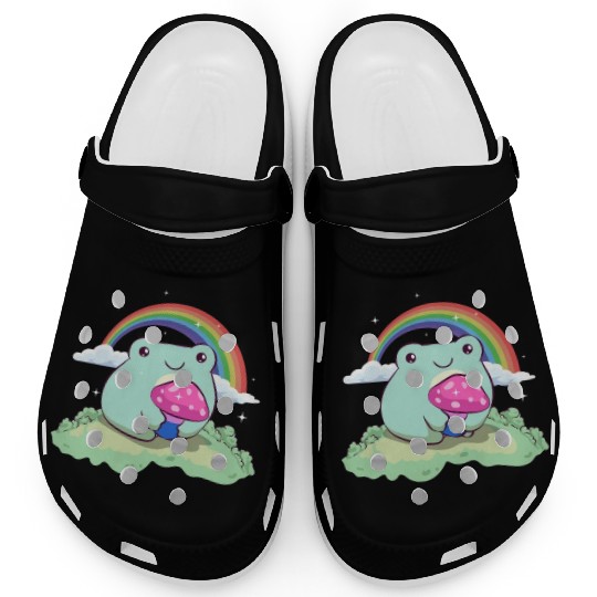 Bisexual Pride Bi Kawaii Frog Mushroom Cottagecore Clogs