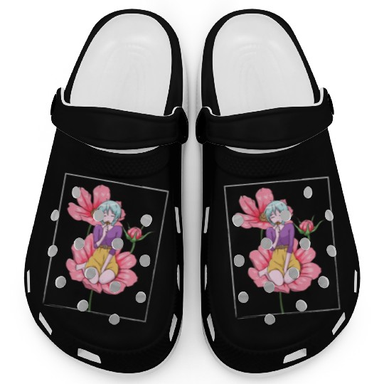 Bloomcore Aesthetic Anime Girl Flowers Cottagecore Clogs