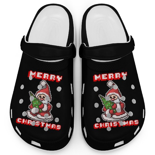 Merry Christmas I Xmas I 8 Bit Pixelated Santa Clogs