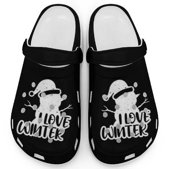 I Love Winter, Snow, Cold And Snowman Clogs