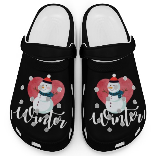 I Love Winter, Snow, Cold And Snowman Clogs