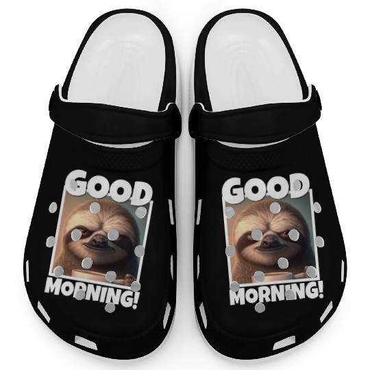 3d Sloth grumpy Coffee I hate people good morning Clogs