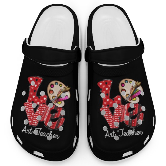 LOVE Art Teacher Valentines Day Teacherlife Clogs