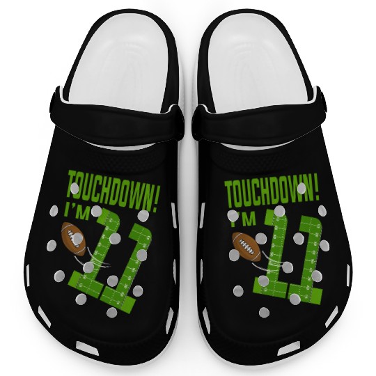 Football Player Touchdown I'm 11 Football Birthday Clogs