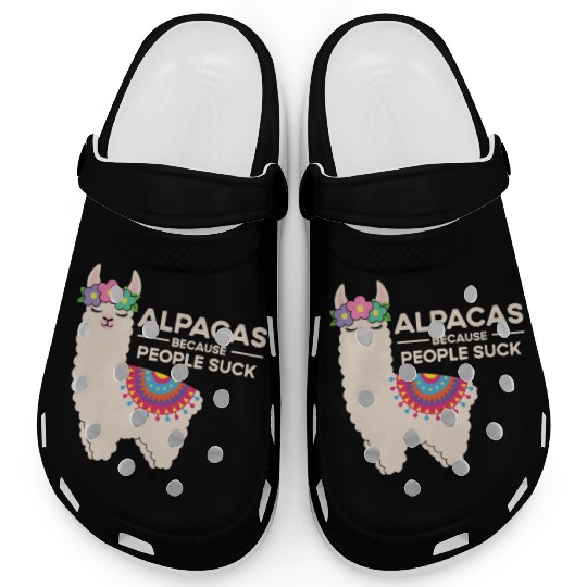 Alpacas Because People Suck Llama Pun Quote Joke M Clogs
