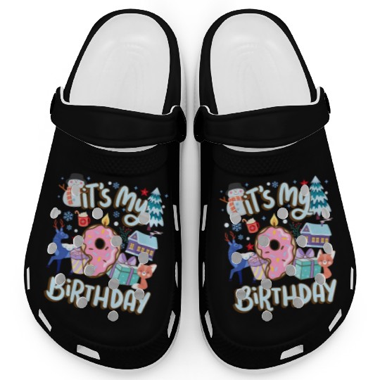 It's My 9 Birthday Snowman Holiday Donut Winter Clogs