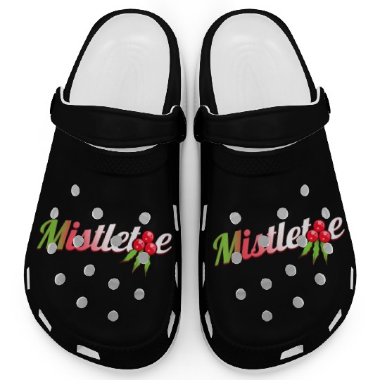 Green Red White Mistletoe Logo For Christmas Clogs