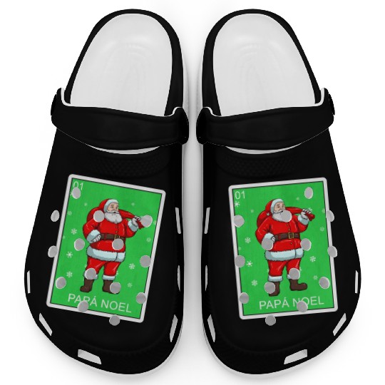 Papa Noel Father Christmas Card Mexican Lottery Clogs