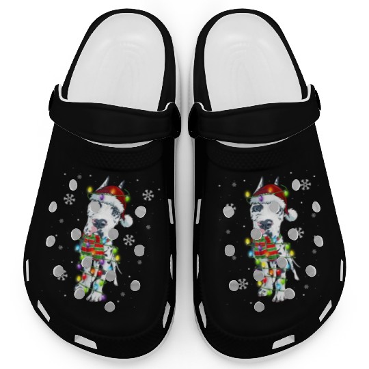 Great Dane Lover Xmas Lighting Santa Great Dane Clogs