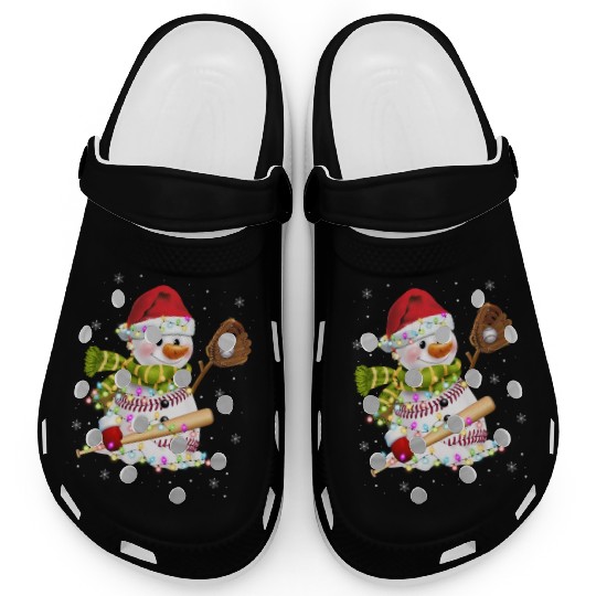 Christmas Baseball Bat Snowman Santa Snowflake Clogs