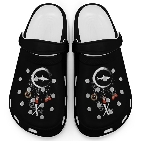 Winter dreamcatcher Christmas Great white shark Clogs