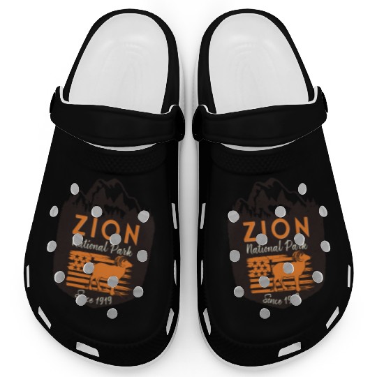Zion National Park US Flag Bighorn Sheep Clogs